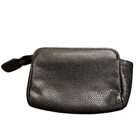 Black Leather Pouch with Embossed Logo - Picture 2 of 6